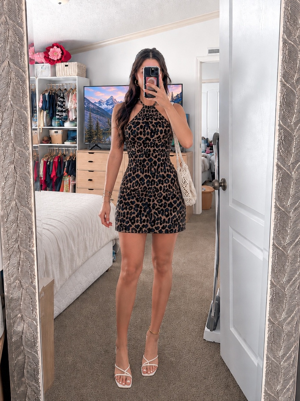 Brown Leopard Halter Mini Dress